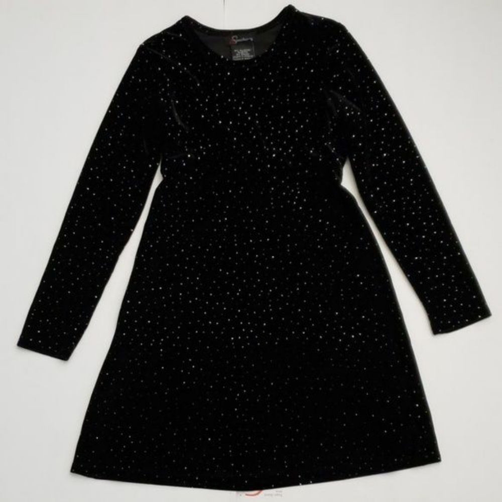 Speechless Black Velvet Sparkle Dress Si
